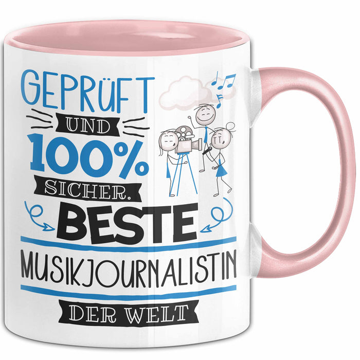 Beste Musikjournalistin Der Welt Tasse Geschenk für Eine Musikjournalistin Geprüft Und Sicher Geschenkidee Geburtstag Weihnachten Rosa Trendation