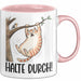 Katze Spatz Tasse Geschenk Grafik Halte Durch Geschenkidee Kaffee-Becher Rosa Trendation