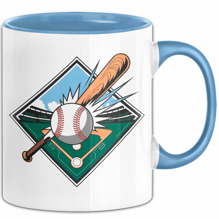 Baseballspieler Tasse Geschenkidee für Baseballliebhaber Blau Trendation