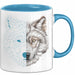 Wolf Tasse Geschenk Geometrisch Realistisch Geteilt Geschenkidee Blau Trendation