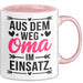 Oma Großmutter Tasse Becher Geschenk Lustige Geschenkidee Spruch Aus Dem Weg Oma Im Einsatz Rosa Trendation