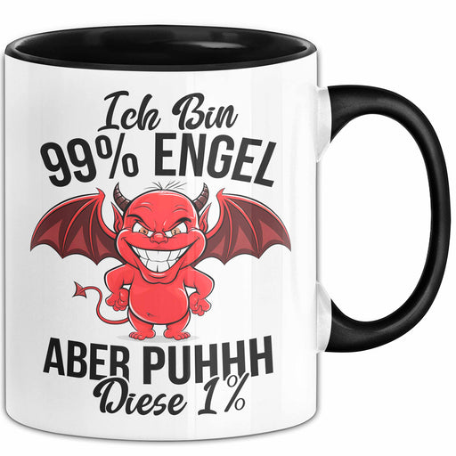 Engel Teufel Tasse Geschenk Lustige Geschenkidee Spruch Ich Bin 99% Engel Schwarz Trendation