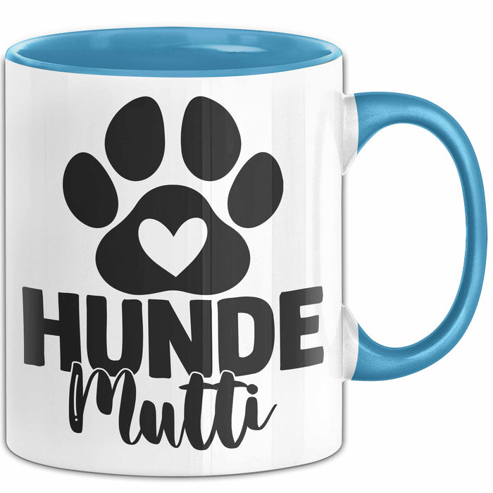Hundemama Tasse Geschenk Hunde-Mutti Geschenkidee Hundeliebhaberin Kaffee-Becher Blau Trendation