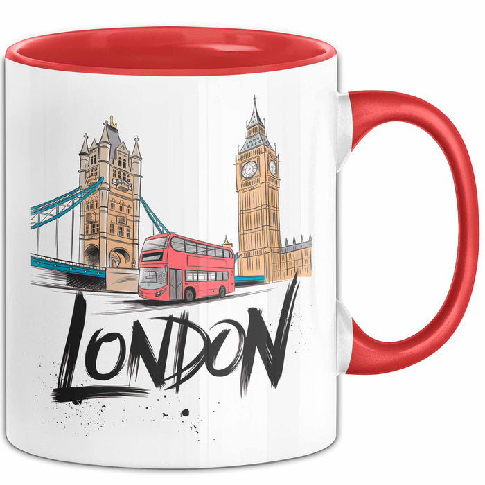 England London Skyline Tasse Geschenk Lustige Geschenkidee Spruch Rot Trendation