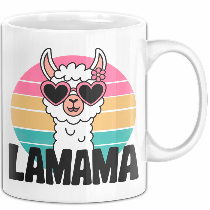 Lama Alpaka Mama Mutter Schwangerschaft Tasse Becher Geschenk Lustige Geschenkidee Spruch Lamama Weiß Trendation