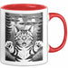 Katzen Tierliebhaber Tasse Geschenk Lustige Geschenkidee Spruch Alien UFO Katze Rot Trendation
