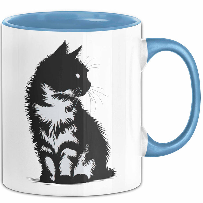 Katzen Tierliebhaber Tasse Geschenk Lustige Geschenkidee Spruch Blau Trendation