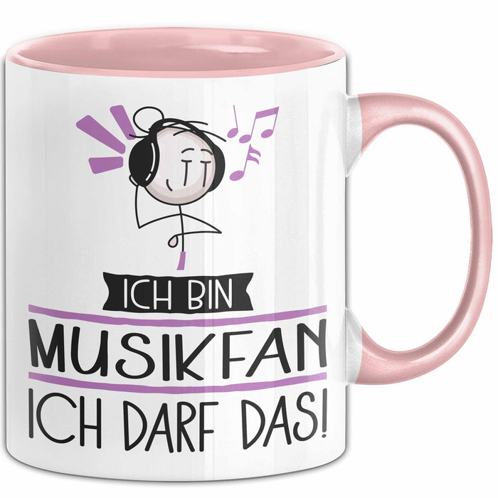 Geschenk für Musikfan Tasse Lustige Geschenkidee Geburtstag Ich Bin Musikfan Ich Darf Das Rosa Trendation
