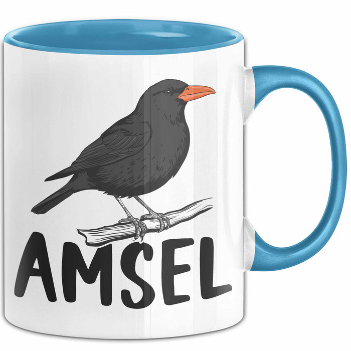 Amsel Vogel Tasse Geschenk Vogelbeobachter Ornithologe Biologe Blau Trendation