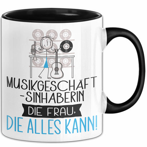 Musikgeschäftsinhaberin Geschenk Tasse Becher Die Frau Die Allen Kann Geschenkidee für eine Musikgeschäftsinhaberin Lustig Trendation
