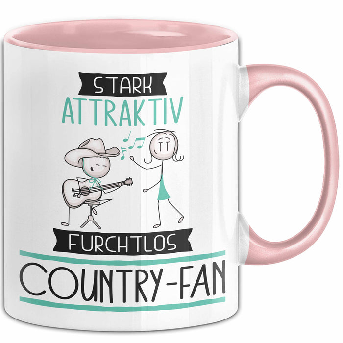 Country-Fan Tasse Geschenk Becher Stark Attraktiv Furchtlos Country-Fan Lustige Geschenkidee Rosa Trendation