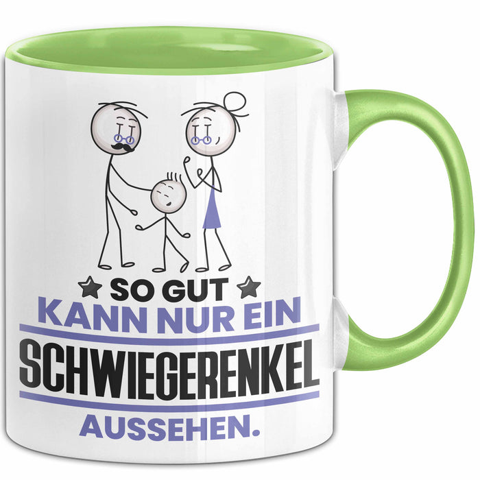 Schwiegerenkel Geschenk Tasse So Gut Kann Nur Ein Schwiegerenkel Aussehen Geschenkidee Kaffee-Becher Grün Trendation