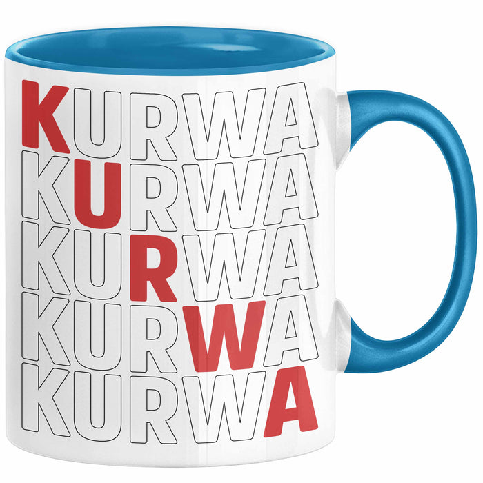 Kurwa Tasse Polen Polska Kaffee-Becher Blau Trendation