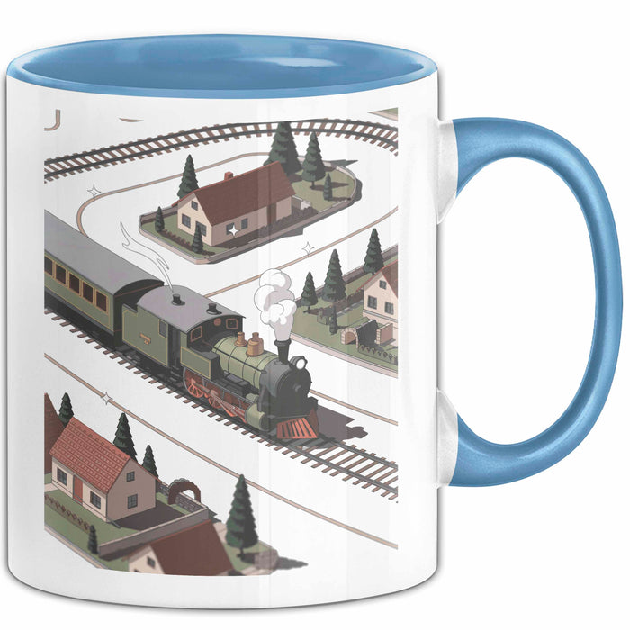 Modelleisenbahn Sammler Tasse Geschenk Lustige Geschenkidee Spruch Für Miniatur Bahn Fans Blau Trendation