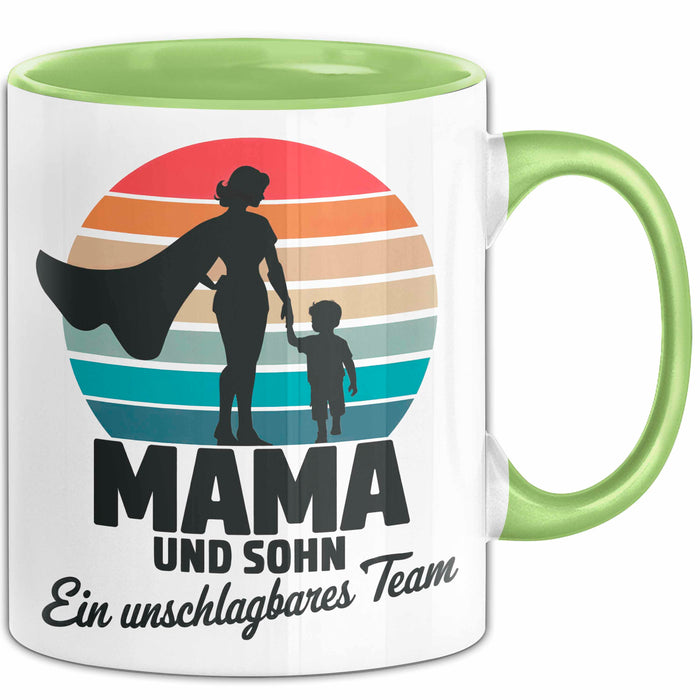 Mama Muttertag Tasse Becher Geschenk Lustige Geschenkidee Spruch Mama Und Sohn Ein Unschlagbares Team Grün Trendation