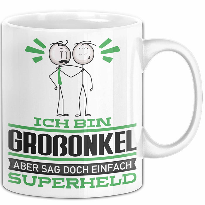 Großonkel Geschenk Tasse Ich Bin Großonkel Aber Sag Doch Einfach Superheld Lustige Geschenkdiee für Großonkel Kaffee-Becher Weiß Trendation