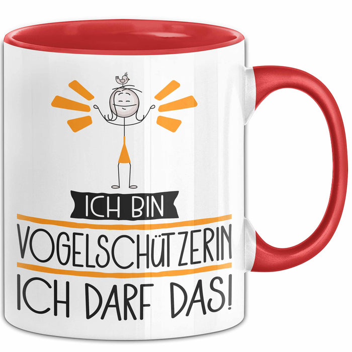 Geschenk für Vogelschützerin Tasse Lustige Geschenkidee Geburtstag Ich Bin Vogelschützerin Ich Darf Das Rot Trendation