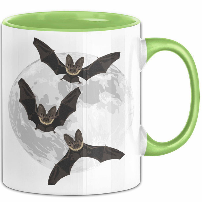 Halloween Tasse Geschenk Fledermäuse Vollmond Grafik Geschenkidee Grün Trendation