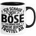 Lustiger Spruch Tasse Humor Sarkasmus Ich Schaue Nicht Böse Ich Grinse Nicht Nur Jeden Trottel An Kaffee-Becher Schwarz Trendation