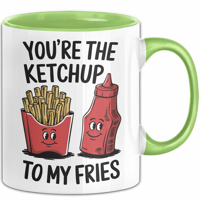 Romantisches Paar Jahrestagsfeier Tasse Geschenk Lustige Geschenkidee Spruch Du Bist Der Ketchup Zu Meinen Pommes Grün Trendation