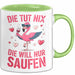 Flamingo Trinkend Tasse Geschenk Lustige Geschenkidee Spruch Die Tut Nix Die Will Nur Saufen Grün Trendation
