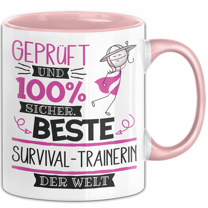 Survival-Trainerin Geschenk Becher Tasse Gott Schuf Alle Menschen Gleich Nur Die Besten Durfeten Survival-Trainerin Werden Geschenkidee Lustig Rosa Trendation