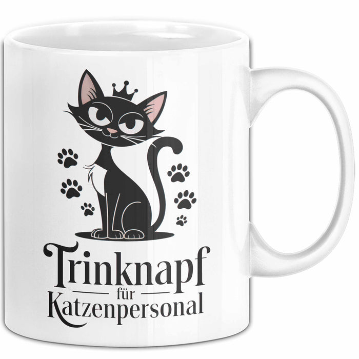 Katzenliebhaber Tasse Geschenkidee Trinknapf Katzen Personal Weiß Trendation