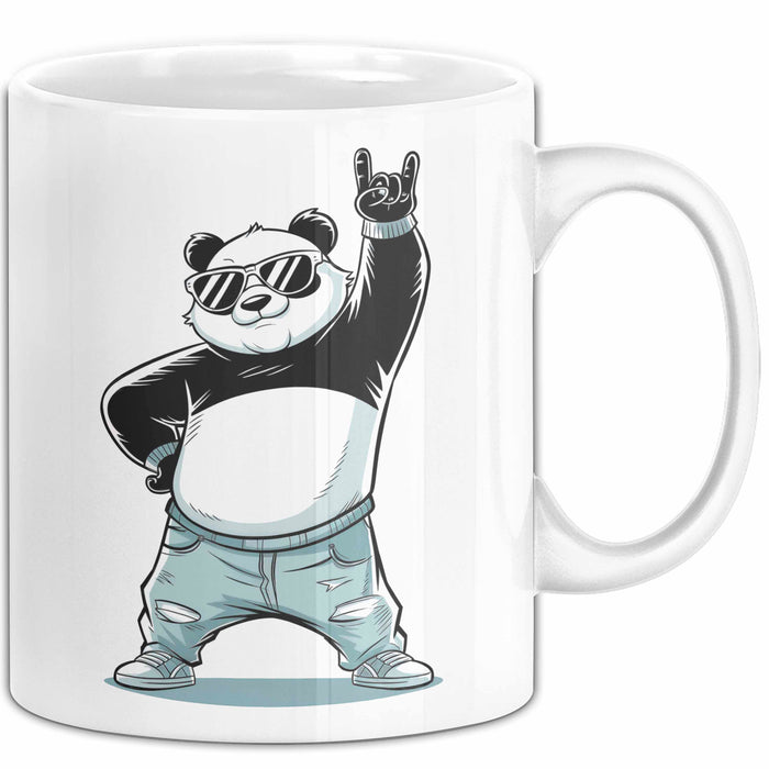 Panda Rock Musikliebhaber Musiker Tasse Geschenk Lustige Geschenkidee Spruch Weiß Trendation