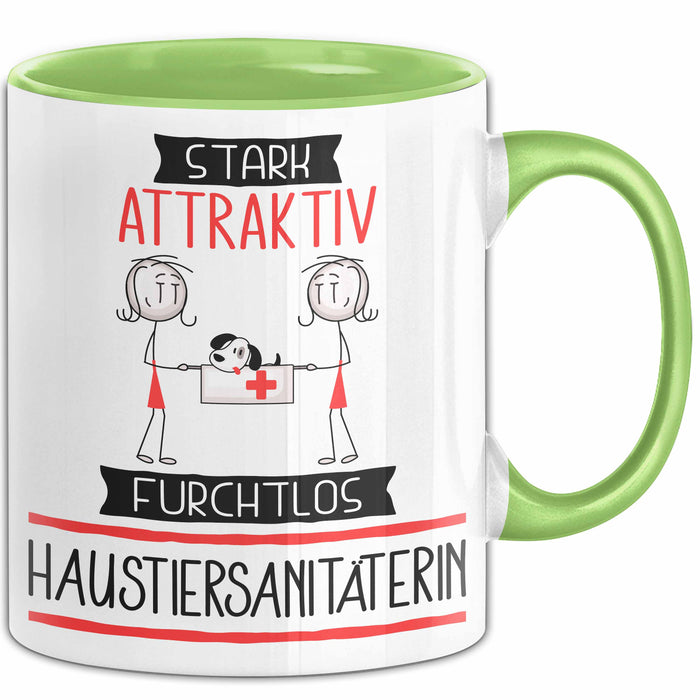 Haustiersanitäterin Tasse Geschenk Becher Stark Attraktiv Furchtlos Haustiersanitäterin Lustige Geschenkidee Grün Trendation