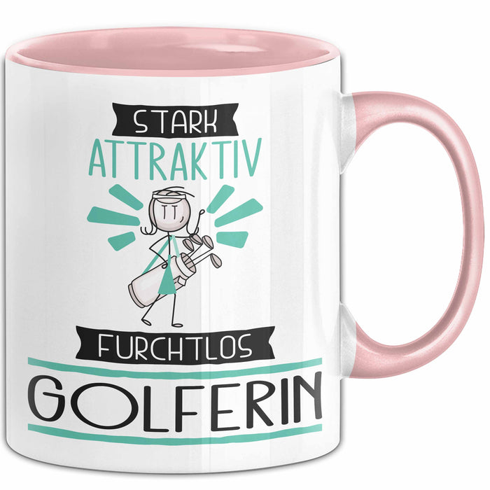 Golferin Tasse Geschenk Becher Stark Attraktiv Furchtlos Golferin Lustige Geschenkidee Rosa Trendation