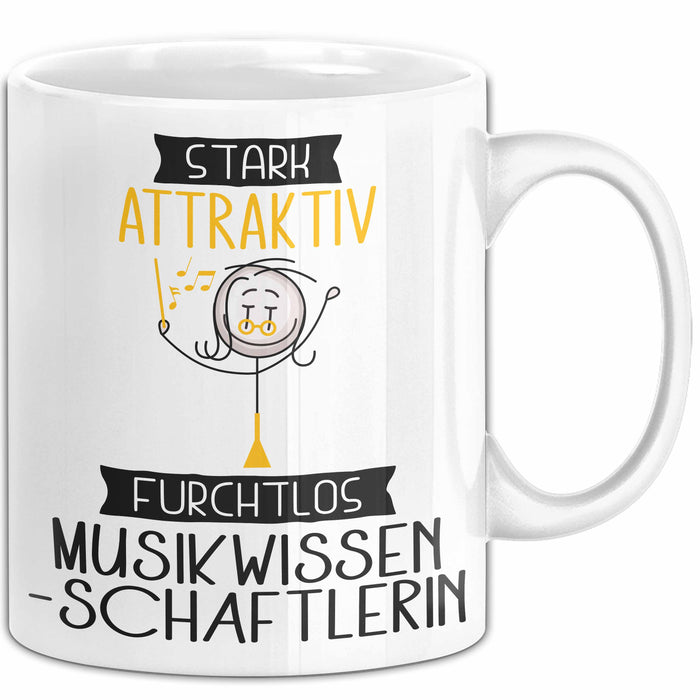 Musikwissenschaftlerin Tasse Geschenk Becher Stark Attraktiv Furchtlos Musikwissenschaftlerin Lustige Geschenkidee Weiß Trendation