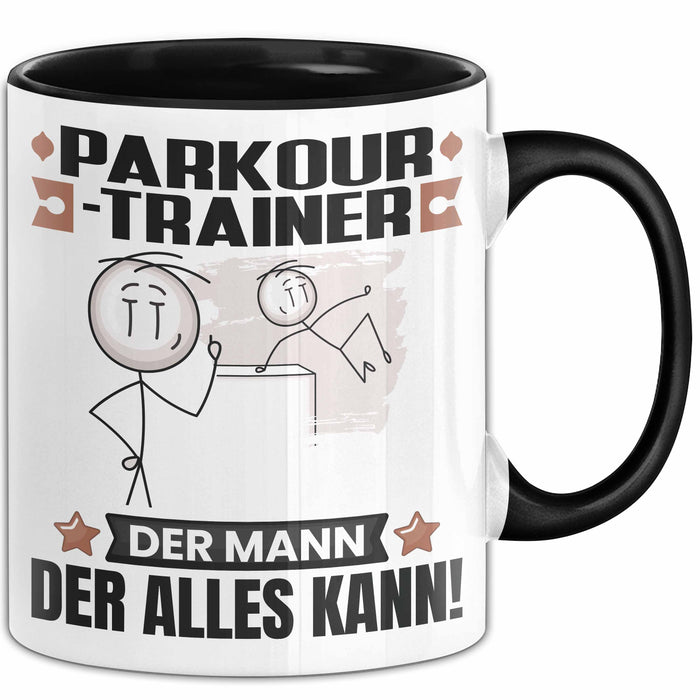 Parkour-Trainer Tasse Geschenk für Parkour-Trainer Der Mann Der Alles Kann Geschenkidee zum Geburtstag Schwarz Trendation