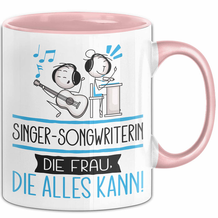 Singer-Songwriterin Geschenk Tasse Becher Die Frau Die Allen Kann Geschenkidee für eine Singer-Songwriterin Lustig Rosa Trendation