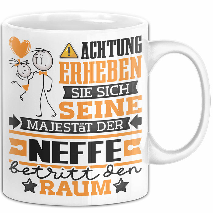 Neffe Geschenk Tasse Lustiger Spruch Erheben Sie Sich Der Neffe Betritt den Raum Weiß Trendation