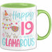 19er Geburtstag Tasse Geschenk Happy 19 And Glamarous Llama Alpaka Liebhaber Geschenkidee zum Geburtstag Grün Trendation