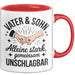 Papa Vatertag Vater Sohn Tasse Becher Geschenk Lustige Geschenkidee Spruch Vater & Sohn Alleine Stark Gemeinsam Unschlagbar Rot Trendation