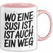 Susi Tasse Geschenk Wo Eine Susi Ist Ist Auch Ein Weg Geschenkidee Becher mit Name Rosa Trendation