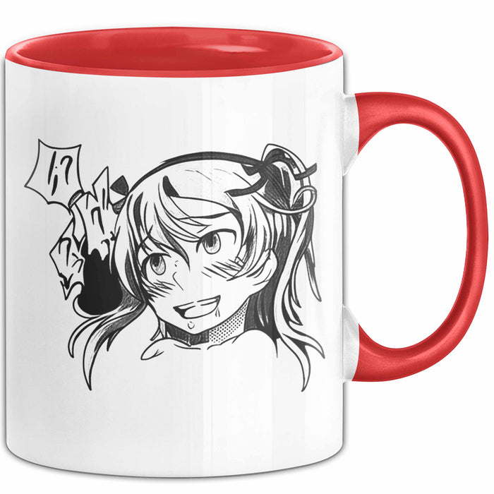 Anime Manga Mädchen Tasse Geschenk Lustige Geschenkidee Rot Trendation