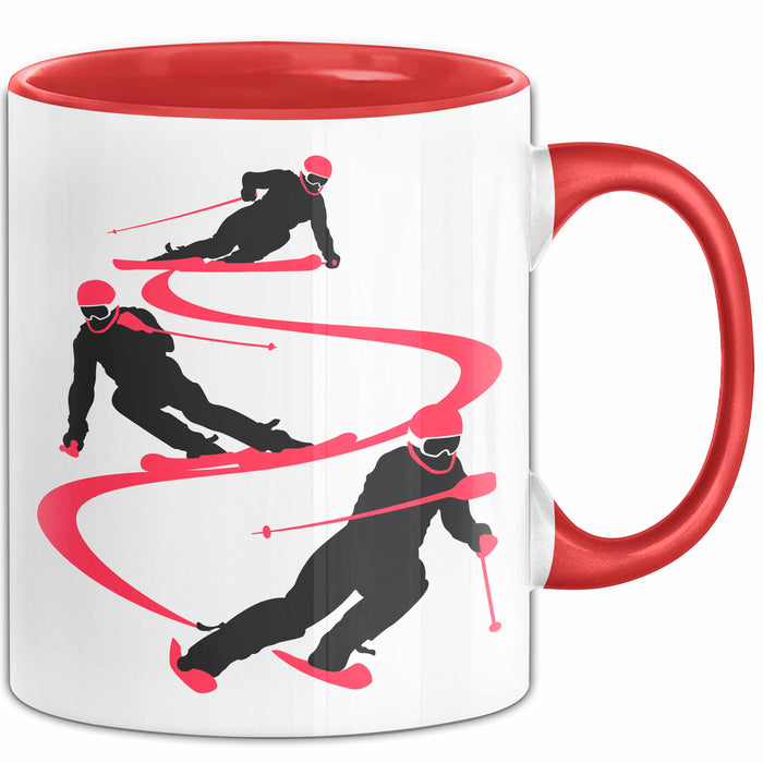 Ski Tasse Geschenk Grafik Skifahrer Becher Rot Trendation