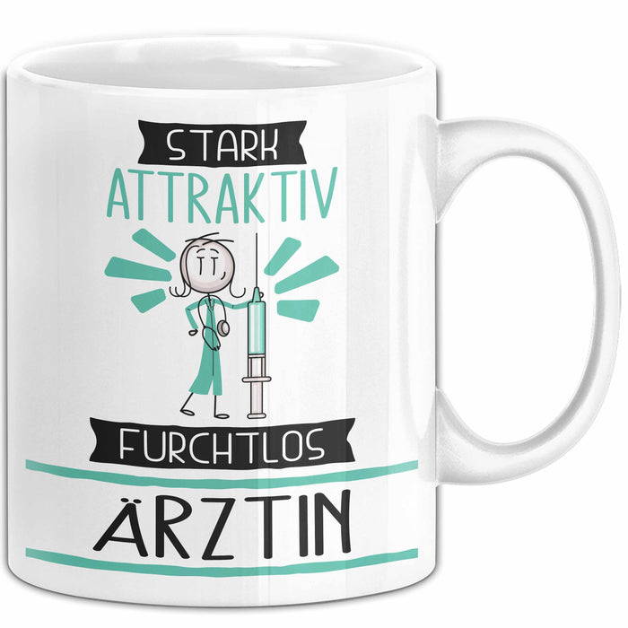 Ärztin Tasse Geschenk Becher Stark Attraktiv Furchtlos Ärztin Lustige Geschenkidee Weiß Trendation