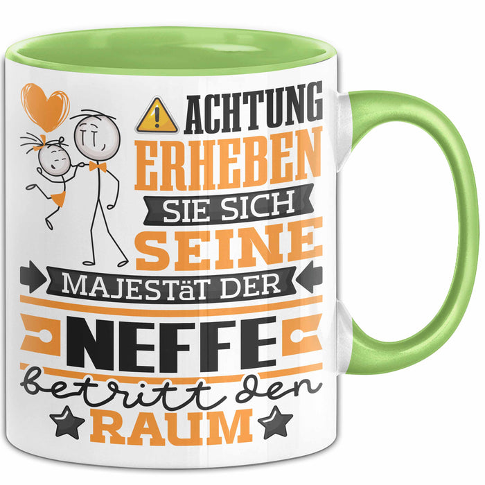 Neffe Geschenk Tasse Lustiger Spruch Erheben Sie Sich Der Neffe Betritt den Raum Grün Trendation