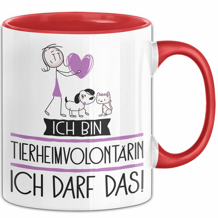 Geschenk für Tierheimvolontärin Tasse Lustige Geschenkidee Geburtstag Ich Bin Tierheimvolontärin Ich Darf Das Rot Trendation