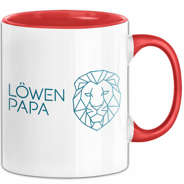 Löwenpapa Tasse Geschenk Lustige Geschenkidee Spruch Löwen Papa Rot Trendation