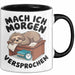 Faules Faultier Tasse Geschenk Lustige Geschenkidee Spruch Mach Ich Morgen Versprochen Schwarz Trendation