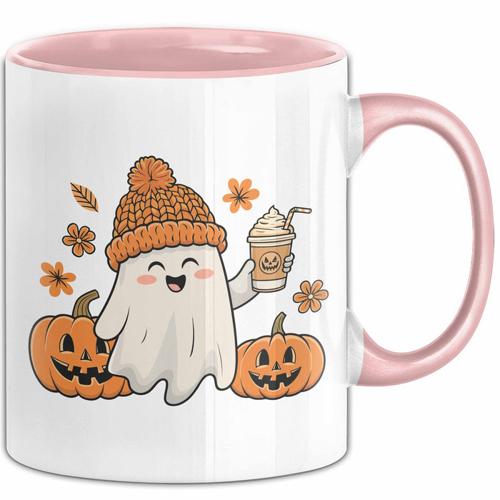 Halloween Tasse Geschenk Kürbis Geschenkidee Oktober Kaffee-Becher Rosa Trendation