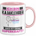 Kajaklehrer Tasse Geschenk für Kajaklehrer Geburtstag Lustiger Spruch Kaffee-Becher Was Ist Deine Superkraft Rosa Trendation