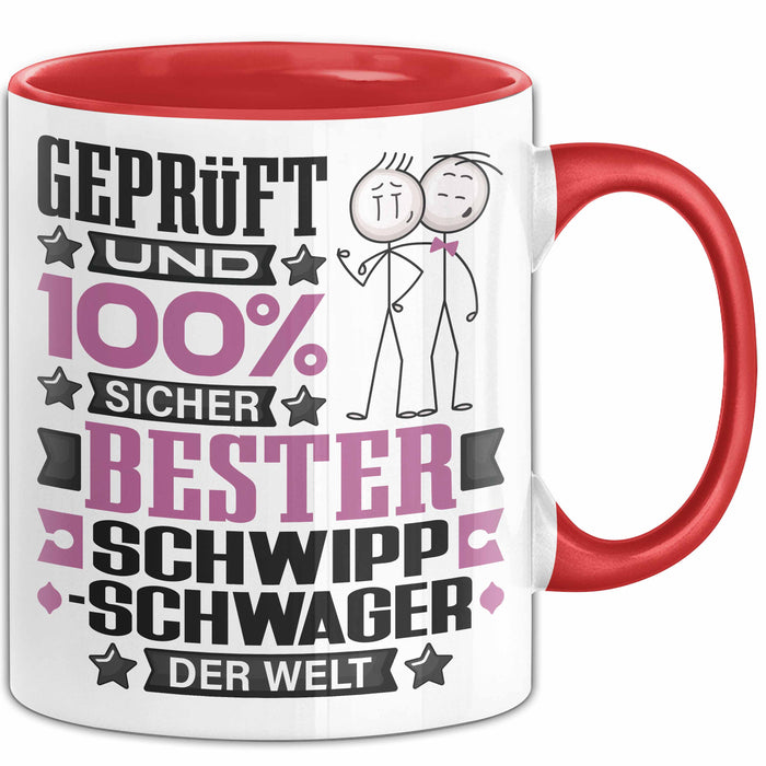 Schwippschwager Geschenk Lustiger Spruch für Schwippschwager Geschenkidee Bester Schwippschwager Der Welt Rot Trendation