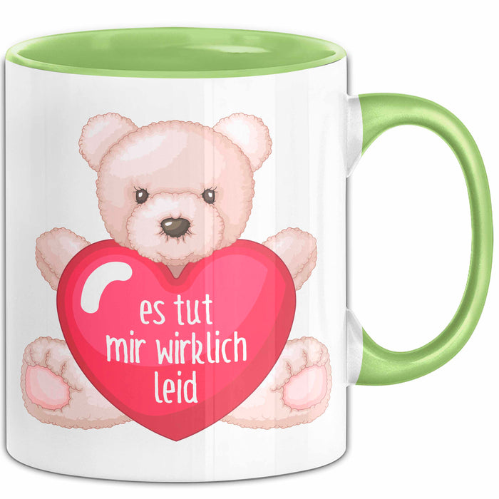 Entschuldigung Tasse Es Tur Mir Wirklich Leid Geschenkidee Sorry Becher Grün Trendation