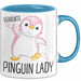 Lustige Tasse Geschenk Verrückte Pinker Pinguin Spruch Blau Trendation