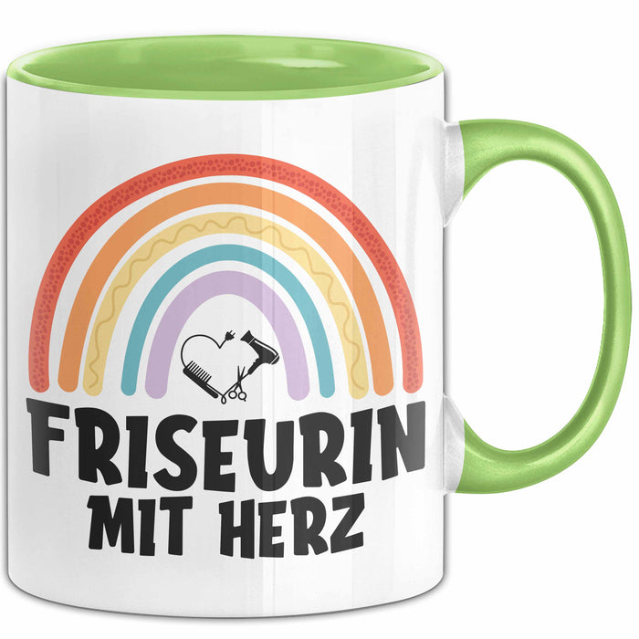 Friseurin Tasse Geschenk Friseurin Mit Herz Frisörin Geschenkidee Grün Trendation